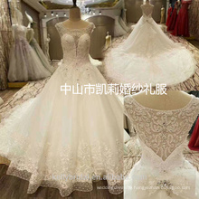 2017 Luxury ZhongShan heavy beading deep sweetheart neck ball gown wedding dress